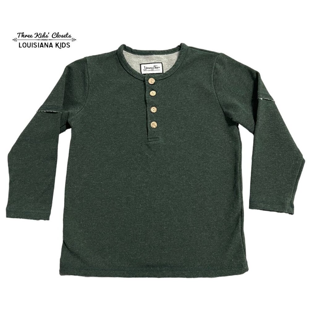 Young & Free 5T Hunter Green French Terry Henley Shirt